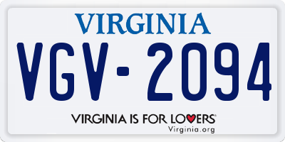 VA license plate VGV2094