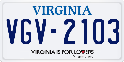 VA license plate VGV2103