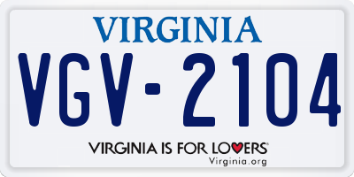 VA license plate VGV2104
