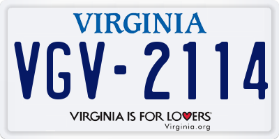 VA license plate VGV2114