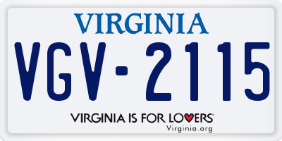 VA license plate VGV2115