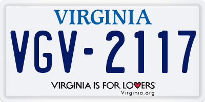 VA license plate VGV2117
