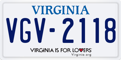 VA license plate VGV2118