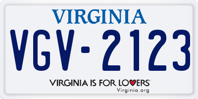 VA license plate VGV2123