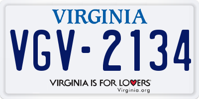 VA license plate VGV2134
