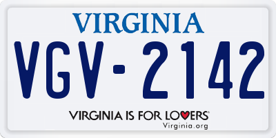 VA license plate VGV2142