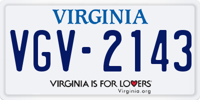 VA license plate VGV2143