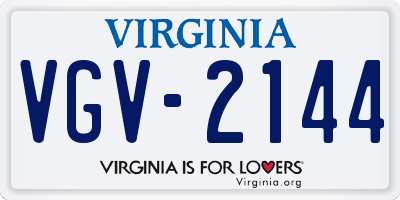 VA license plate VGV2144