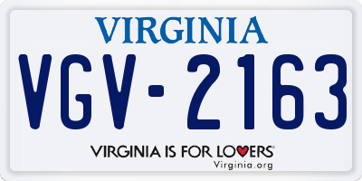 VA license plate VGV2163