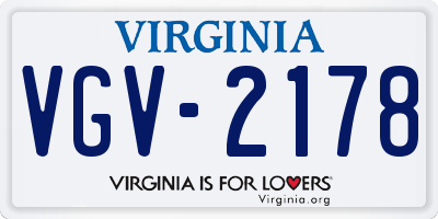 VA license plate VGV2178