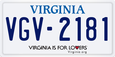 VA license plate VGV2181