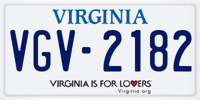 VA license plate VGV2182