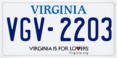 VA license plate VGV2203