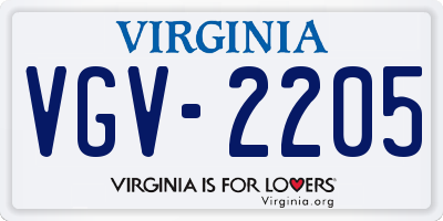 VA license plate VGV2205