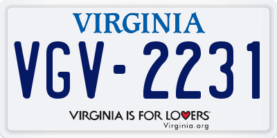 VA license plate VGV2231