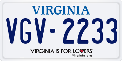 VA license plate VGV2233