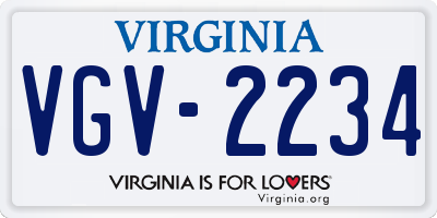 VA license plate VGV2234