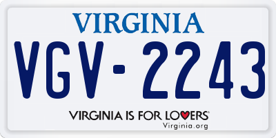 VA license plate VGV2243