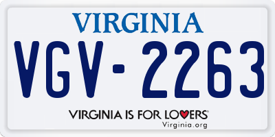 VA license plate VGV2263
