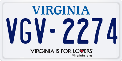VA license plate VGV2274