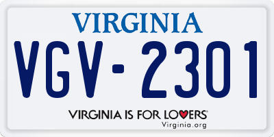VA license plate VGV2301