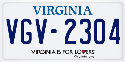 VA license plate VGV2304
