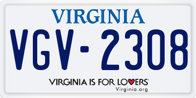 VA license plate VGV2308