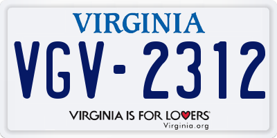 VA license plate VGV2312