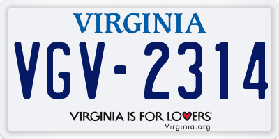 VA license plate VGV2314