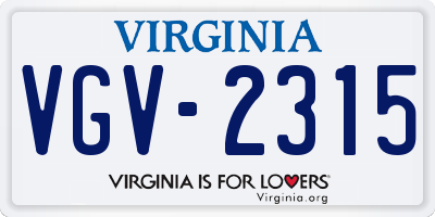 VA license plate VGV2315