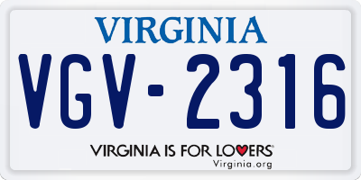VA license plate VGV2316