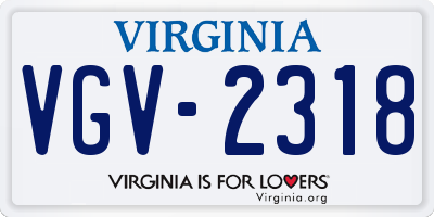 VA license plate VGV2318
