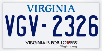 VA license plate VGV2326