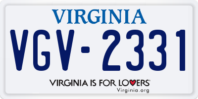 VA license plate VGV2331