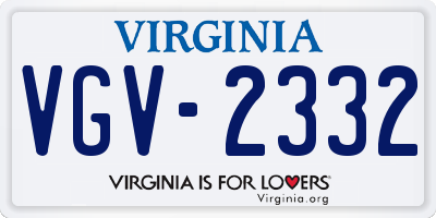 VA license plate VGV2332
