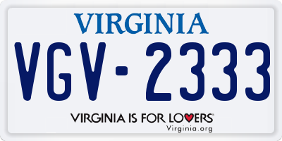 VA license plate VGV2333