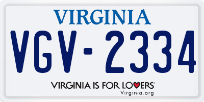 VA license plate VGV2334
