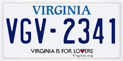 VA license plate VGV2341