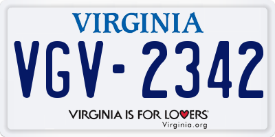 VA license plate VGV2342