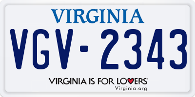 VA license plate VGV2343