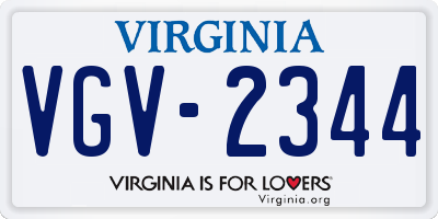 VA license plate VGV2344
