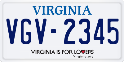 VA license plate VGV2345