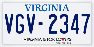 VA license plate VGV2347
