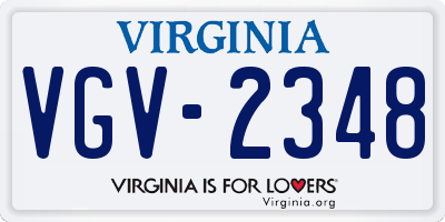 VA license plate VGV2348