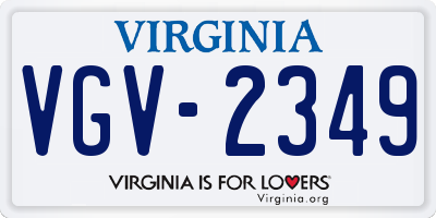 VA license plate VGV2349
