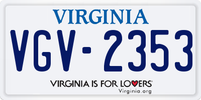 VA license plate VGV2353