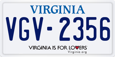 VA license plate VGV2356