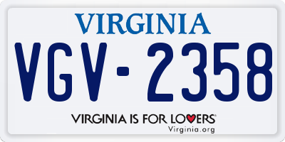 VA license plate VGV2358