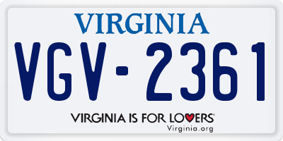 VA license plate VGV2361