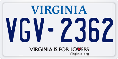 VA license plate VGV2362